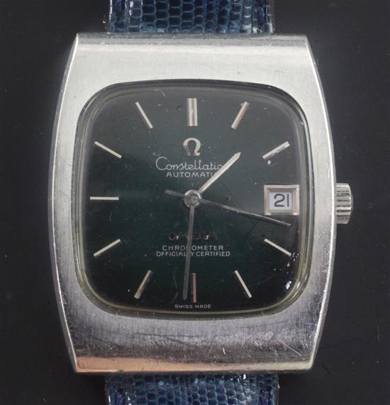 A gentlemans 1970s? stainless steel Omega Constellation Automatic wrist watch,